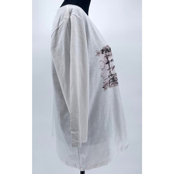 Christopher & Banks Long Sleeve T Shirt Women's XL White Purple Paris France NEW - Picture 5 of 10